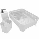 Ver imagem 1 de Kit 3 Utensílios Escorredor de Louça Talher Porta Detergente Branco