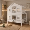 Ver imagem 2 de Beliche Infantil Casinha Dos Sonhos com Fechamento Inferior em Madeira Maciça Branco Megamobilia