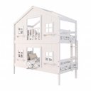 Ver imagem 3 de Beliche Infantil Casinha Dos Sonhos com Fechamento Inferior em Madeira Maciça Branco Megamobilia