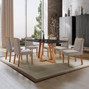 Ver imagem 1 de Conjunto Sala de Jantar Mesa Florença Madeira Maciça 160x90cm Tampo Retângular Vidro Preto com 6 Cad