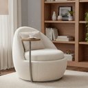 Ver imagem 2 de Poltrona Noah Mesa Lateral Direito Base Fixa Bouclé Off White - Sallar Home