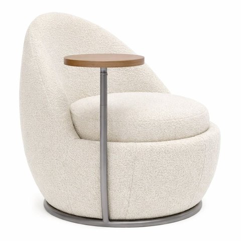 Poltrona Noah Mesa Lateral Direito Base Fixa Bouclé Off White - Sallar Home