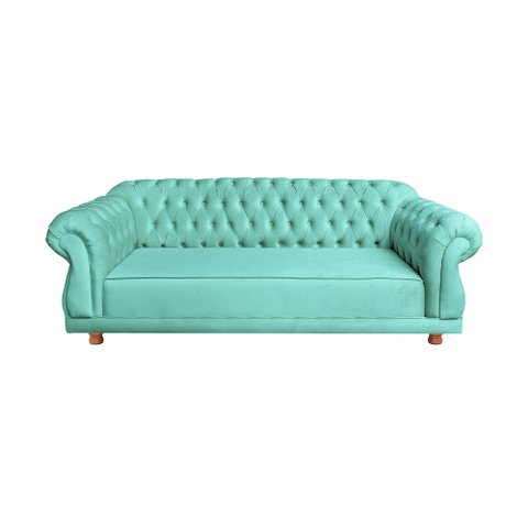 Sofá Chesterfield Capitone Elisabeth Suede Amarelo 2,30cm:ACQUA