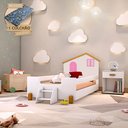 Ver imagem 1 de Cama Infantil Solteiro Belissima Rosa - Branca e Mel + Colchão