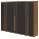 Ver imagem 1 de Guarda-Roupas Azael 6 portas S/esp E S/pes Pvc Amendoa Clean/preto Fosco V2 Móveis Lopas