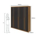 Ver imagem 4 de Guarda-Roupas Azael 6 portas S/esp E S/pes Pvc Amendoa Clean/preto Fosco V2 Móveis Lopas