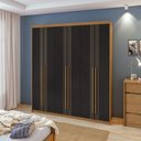 Ver imagem 2 de Guarda-Roupas Azael 6 portas S/esp E S/pes Pvc Amendoa Clean/preto Fosco V2 Móveis Lopas