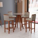 Ver imagem 1 de Kit Mesa Bar Bistro com 4 Banquetas Alta Estofadas Madeira Maciça Suede Bege CCS