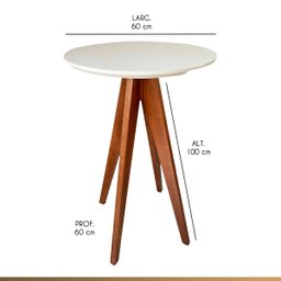 Kit Mesa Bar Bistro com 4 Banquetas Alta Estofadas Madeira Maciça Suede Bege CCS - 3
