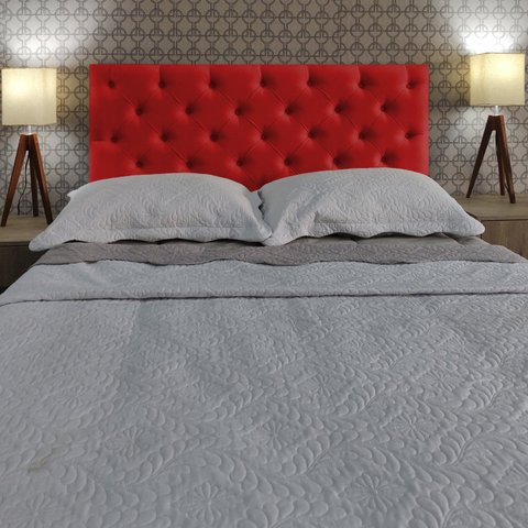 Cabeceira Estofada Solteiro Capitonê Suede Liso Vermelho 90 x 120 cm RBL