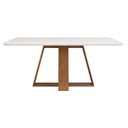 Ver imagem 1 de Mesa de Jantar Retangular Tampo Chafrando Curvo  Kiara DJ Móveis Freijó/Off White