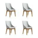 Ver imagem 2 de Kit 4 Cadeiras de Jantar Estofada Elisa Anatômica Linho Cinza Base Madeira Maciça Mel