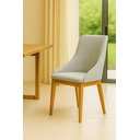 Ver imagem 1 de Kit 4 Cadeiras de Jantar Estofada Elisa Anatômica Linho Cinza Base Madeira Maciça Mel