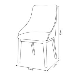 Kit 4 Cadeiras de Jantar Estofada Elisa Anatômica Linho Cinza Base Madeira Maciça Mel - 5