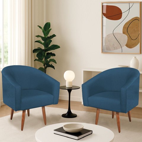 Kit 2 Poltronas Decorativa Jade Design Moderno Sala de Estar Quarto Escritório Confortável Luxo Pés 
