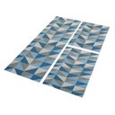 Ver imagem 3 de Kit Tapetes e Passadeira De Cozinha 3 Peças Antiderrapante Ladrilhos Azul