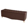 Kit Estrela Cabeceira De Cama Box e Calçadeira Baú Pés Palito Botão Cristal Queen 160 Cm Suede Rosê  - 2