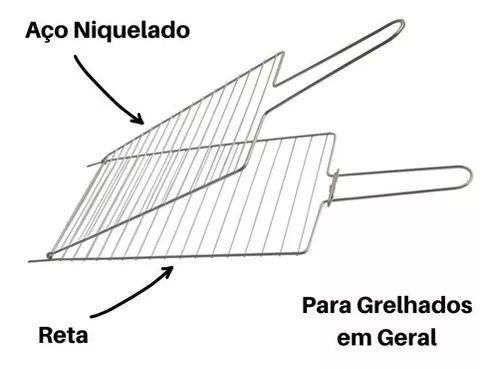 Grelha Dupla P para Carne Peixes Frango Churrasco - 3