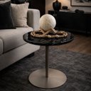 Ver imagem 3 de Mesa Lateral Atría Base Laca Champanhe Redonda Tampo Mármore Nero