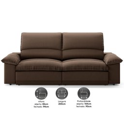 Sofá Plaza 2,00m Retrátil e Reclinável Velosuede - Netsofas - 2
