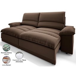Sofá Plaza 2,00m Retrátil e Reclinável Velosuede - Netsofas - 4