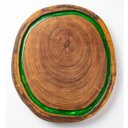 Ver imagem 4 de Tábua Corte Gourmet Madeira Orgânica Redonda com Resina Verde
