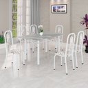 Ver imagem 1 de Conjunto Sala de Jantar com 6 Cadeiras Lívia Branco/Arabesco