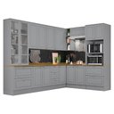 Ver imagem 1 de Cozinha Completa de Canto Americana 8 Peças Cinza com Cristaleira e Tampo Nature - Móveis Henn