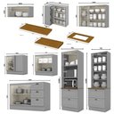 Ver imagem 3 de Cozinha Completa de Canto Americana 8 Peças Cinza com Cristaleira e Tampo Nature - Móveis Henn