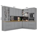 Ver imagem 4 de Cozinha Completa de Canto Americana 8 Peças Cinza com Cristaleira e Tampo Nature - Móveis Henn