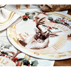 Kit Sousplat Natal Rena Gold NSW 4 Peças com base