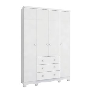 Guarda-roupa Infantil Peroba Junior 4 Portas 3 Gaveta Branco
