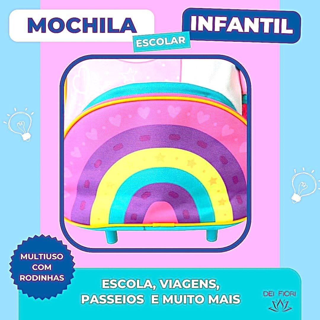 Mochila Infantil Escolar Unicornio Rodinhas Alças Ajustaveis - 8