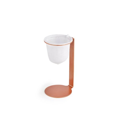Mini Coador de Café Individual Bronze Pressca. Suporte em aço resistente. Refil de Algodão. 15cm de 