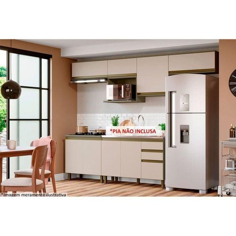 Cozinha Modulada Henn Connect 8 Peças (4 Armários + 2 Balcões + 2 Complementos) C8p11 Duna/