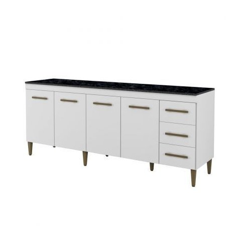 Balcão Atenas 4 Portas e 3 Gavetas Kaiki Moveis Branco