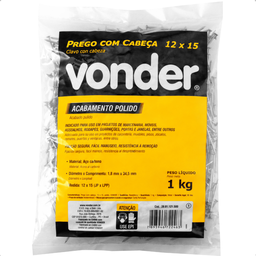 Prego com Cabeça 12 X 15" Polido 1 Kg Vonder - 6