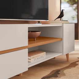 Rack Purus para Tv até "65 3 Portas - Colibri - Off White Matte / Frejo - 7