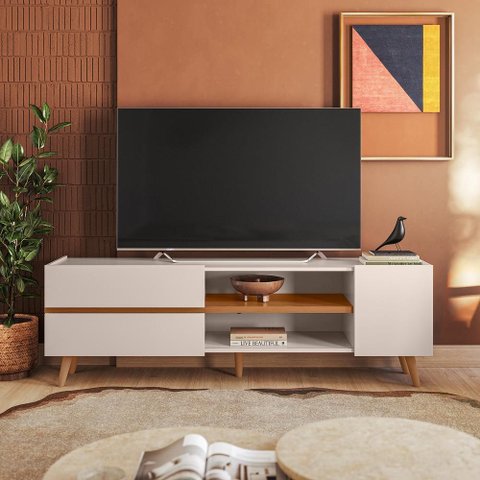 Rack Purus para Tv até "65 3 Portas - Colibri - Off White Matte / Frejo