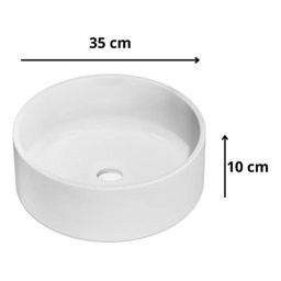 Cuba Apoio Sobrepor Banheiro Redonda Lavabo 35cm Branca - 5