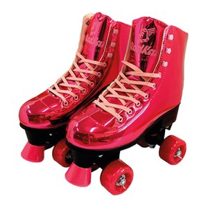 Patins Shine Ajustável com 4 Rodas Rosa Platinado Brilhante - Fenix - 31 - 34