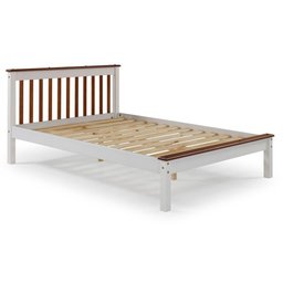 Cama Casal Inglesa em Madeira Maciça Mv Outlet Branco e Mel - 1