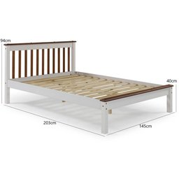 Cama Casal Inglesa em Madeira Maciça Mv Outlet Branco e Mel - 3