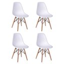 Ver imagem 3 de Conjunto de Mesa de Jantar Eames Eiffel Redonda 90cm Tampo de Madeira Branco com 4 Cadeiras Brancas