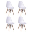 Ver imagem 3 de Conjunto de Mesa de Jantar Eames Eiffel Redonda 90cm Tampo de Madeira Branco com 4 Cadeiras Brancas