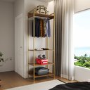 Ver imagem 1 de Modulo Closet Industrial Cabideiro Ferro Dourado Amêndoa