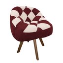 Ver imagem 2 de Poltrona Paloma Escritório Sala Giratória Madeira Suede Vinho e Suede Bege - Dominic Decor