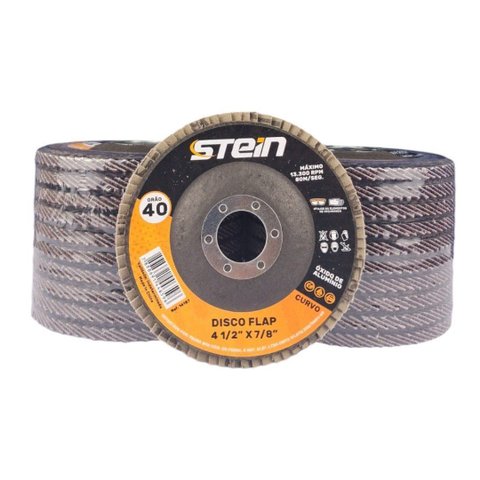 20 Peças Disco Flap Curvo 4.1/2 115mm Metais Ferrosos Grão 40 Stein
