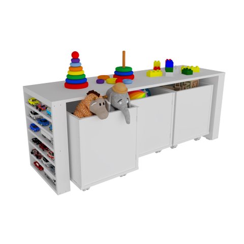 Rack com Baús e Porta Carrinhos Duplo Cássio 100% Mdf Woodcore