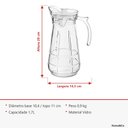 Ver imagem 7 de Jarra de Vidro 1,7L Transparente 26x13x13cm Água Suco Chá Bebidas Mesa Detox